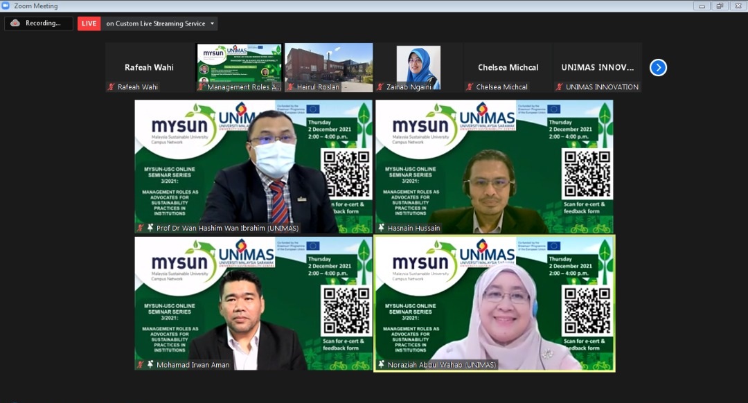 MYSUN Webinar #3 Guests Speakers and Moderator with Mdm Noraziah Abdul Wahab, Director of University Sustainability Cent