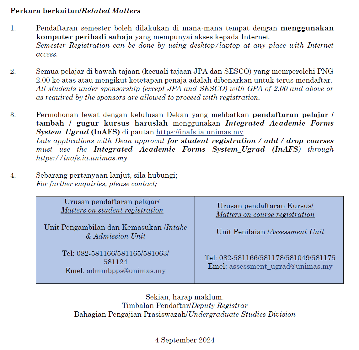 notis daftar pelajar p2