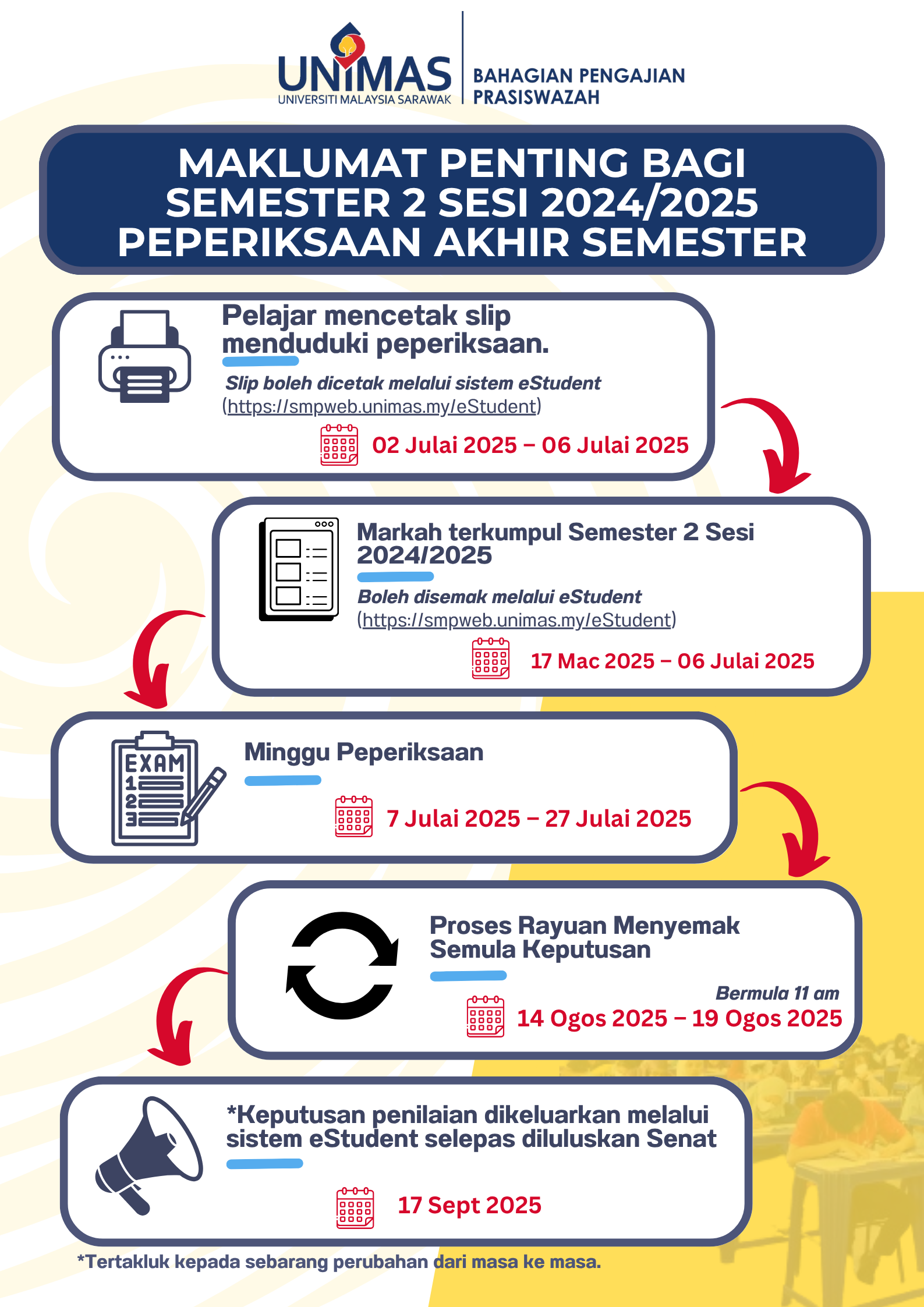 IMPORTANT DATES FOR SEMESTER 2 20242025 SESSION FINAL EXAMINATION