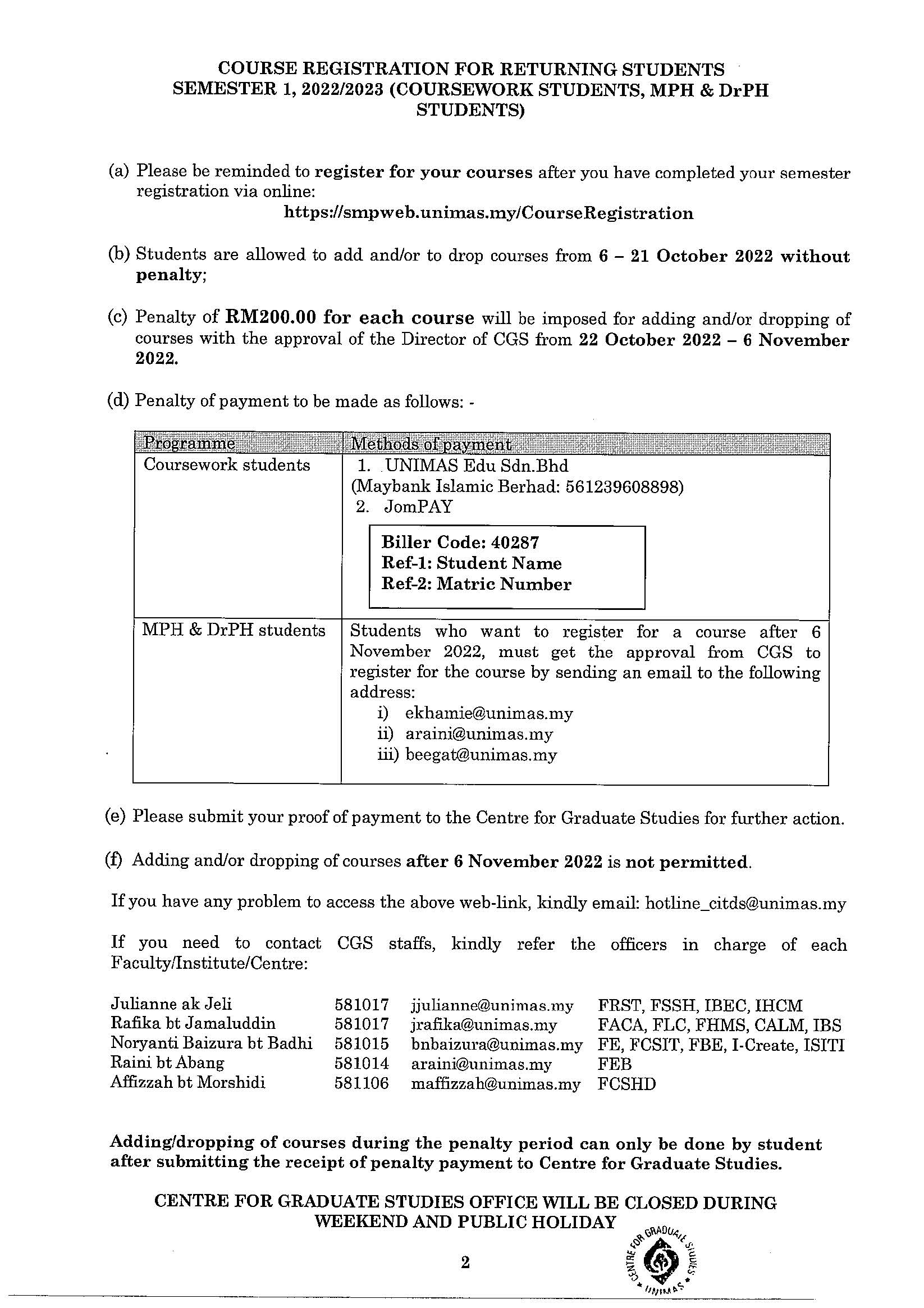 amendments notice of course registration for returning student Sem 1 2022 2023 (CW MPH  DrPH).jpg