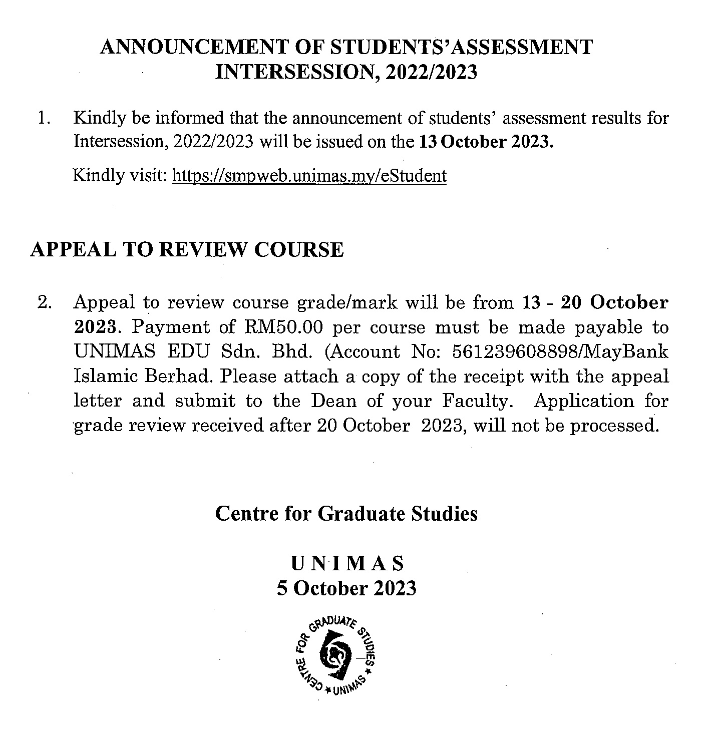 ANNOUNCEMENT OF STUDENTS' ASSESSMENT INTERSESSION 2022_2023.jpg