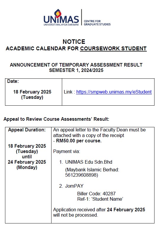 ANNOUNCEMENT OF TEMPORARY ASSESSMENT RESULT sem 1 20242025.jpg